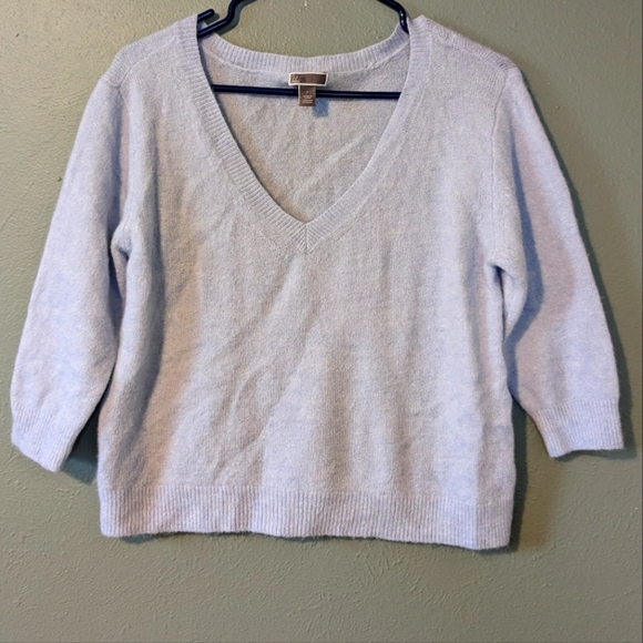 Chelsea28 Sweaters - Chelsea 28 Baby Blue Wool Blend Cropped V Neck Sweater Size L